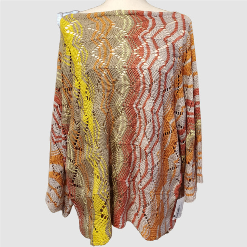 NWT‎ Easel "Sunrise to Sunset"  Multi-Color Scalloped Knit Sweater Bell Sleeve